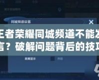 王者榮耀同城頻道不能發(fā)言？破解問題背后的技巧與原因分析