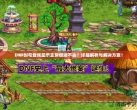 DNF封號查詢顯示正常但進(jìn)不去？詳細(xì)解析與解決方案！