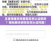 王者榮耀怎樣重新實名認證修改？輕松解決游戲?qū)嵜J證問題！