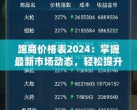 跑商價格表2024：掌握最新市場動態(tài)，輕松提升利潤！