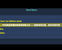 FF內(nèi)置修改器作弊菜單游戲大全——破解游戲樂趣，暢享無限可能