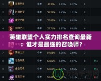 英雄聯(lián)盟個(gè)人實(shí)力排名查詢最新：誰才是最強(qiáng)的召喚師？
