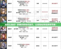 劫怎么加點(diǎn)？掌握這些加點(diǎn)技巧，讓你輕松掌控游戲節(jié)奏！