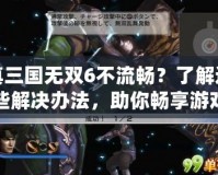 真三國無雙6不流暢？了解這些解決辦法，助你暢享游戲體驗(yàn)！