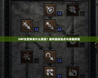 DNF女武神走什么屬強(qiáng)？解析最佳加點(diǎn)與裝備搭配
