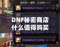 DNF秘密商店什么值得購買？揭開隱藏寶藏，提升戰(zhàn)力不再難！