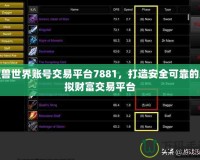魔獸世界賬號(hào)交易平臺(tái)7881，打造安全可靠的虛擬財(cái)富交易平臺(tái)
