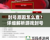 封號原因怎么查？詳細(xì)解析游戲封號背后的秘密