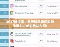 2017出招表】全方位解鎖你的操作潛力，成為格斗大師！