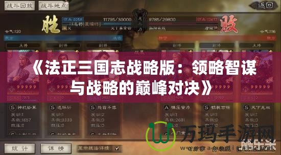 《法正三國(guó)志戰(zhàn)略版：領(lǐng)略智謀與戰(zhàn)略的巔峰對(duì)決》