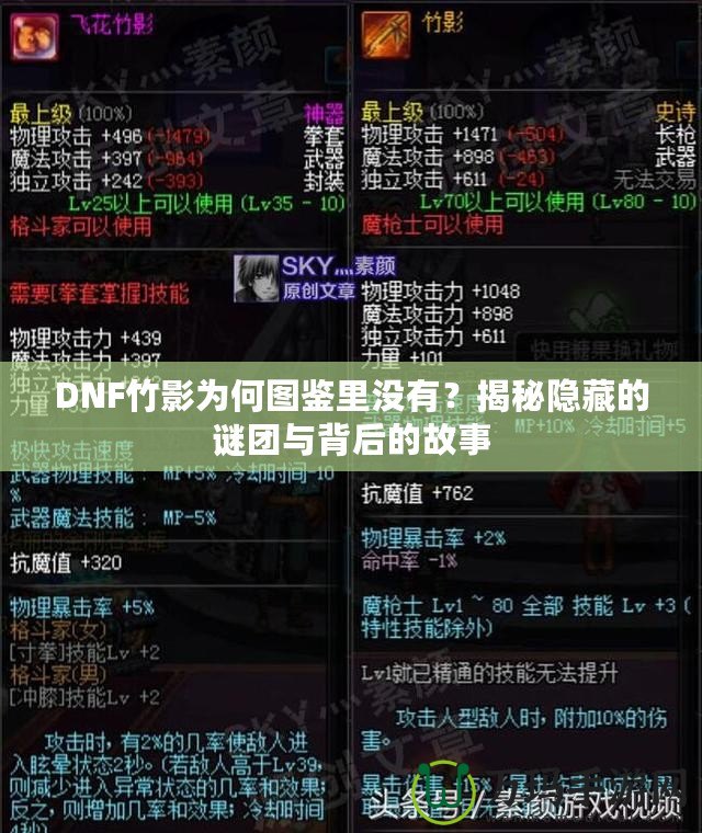 DNF竹影為何圖鑒里沒有？揭秘隱藏的謎團與背后的故事