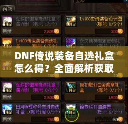 DNF傳說裝備自選禮盒怎么得？全面解析獲取方式與技巧