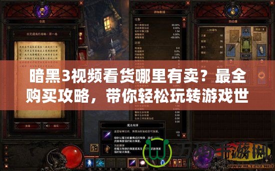 暗黑3視頻看貨哪里有賣？最全購(gòu)買攻略，帶你輕松玩轉(zhuǎn)游戲世界！