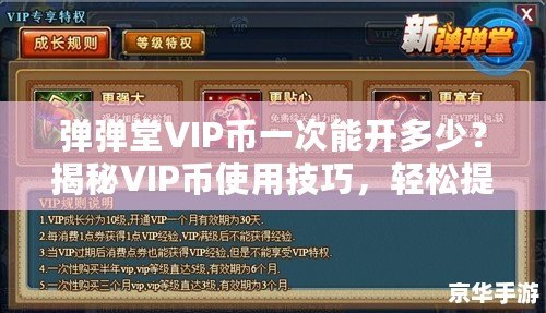 彈彈堂VIP幣一次能開多少？揭秘VIP幣使用技巧，輕松提升游戲體驗！