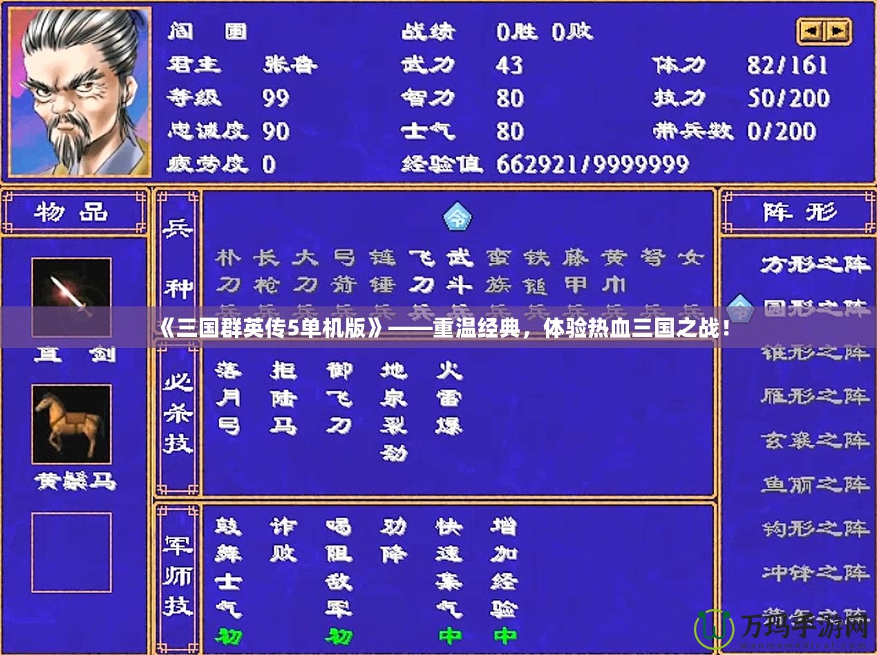 《三國群英傳5單機版》——重溫經(jīng)典，體驗熱血三國之戰(zhàn)！