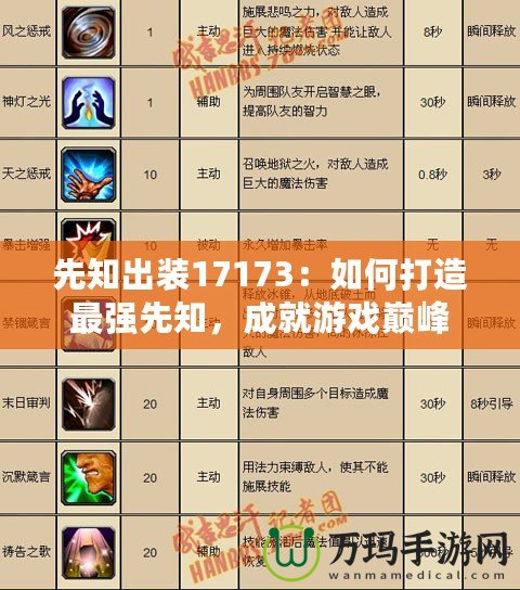 先知出裝17173：如何打造最強(qiáng)先知，成就游戲巔峰