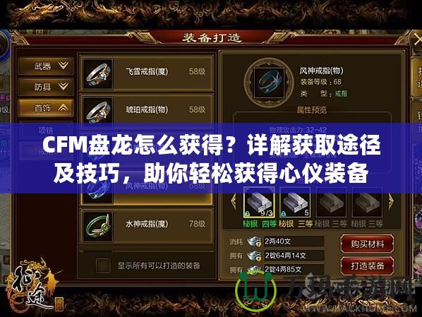 CFM盤龍?jiān)趺传@得？詳解獲取途徑及技巧，助你輕松獲得心儀裝備