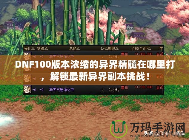 DNF100版本濃縮的異界精髓在哪里打，解鎖最新異界副本挑戰(zhàn)！