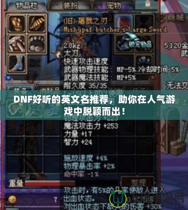 DNF好聽的英文名推薦，助你在人氣游戲中脫穎而出！